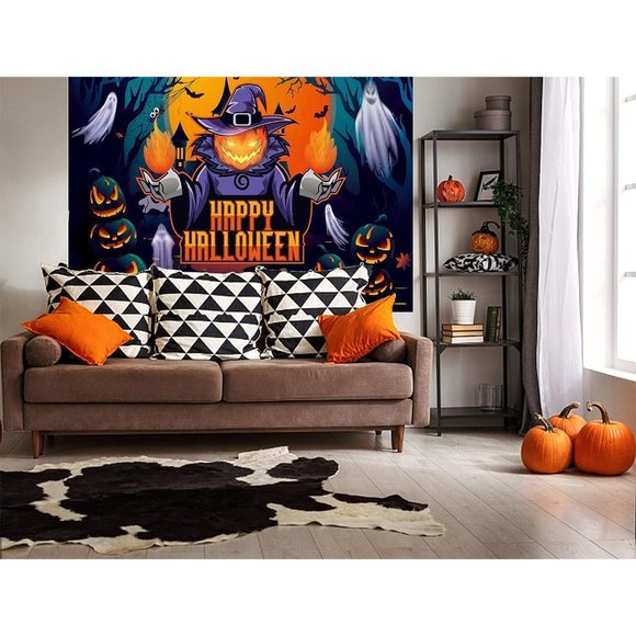 Halloween 7x5ft Horror Moon Night Scary Pumpkin Jack Lantern Backdrop Banner - Picture 5 of 6